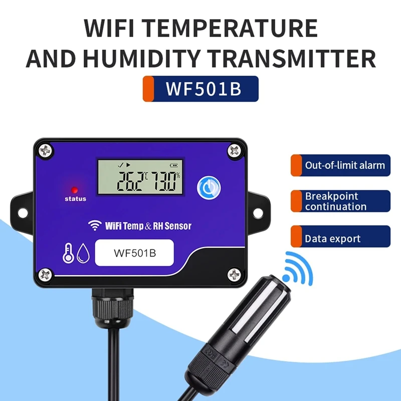 Hot-WF501B Wifi Temperature And Humidity Sensor Digital Temperature Transmitter For Storage Temperature Monitor Data Logger
