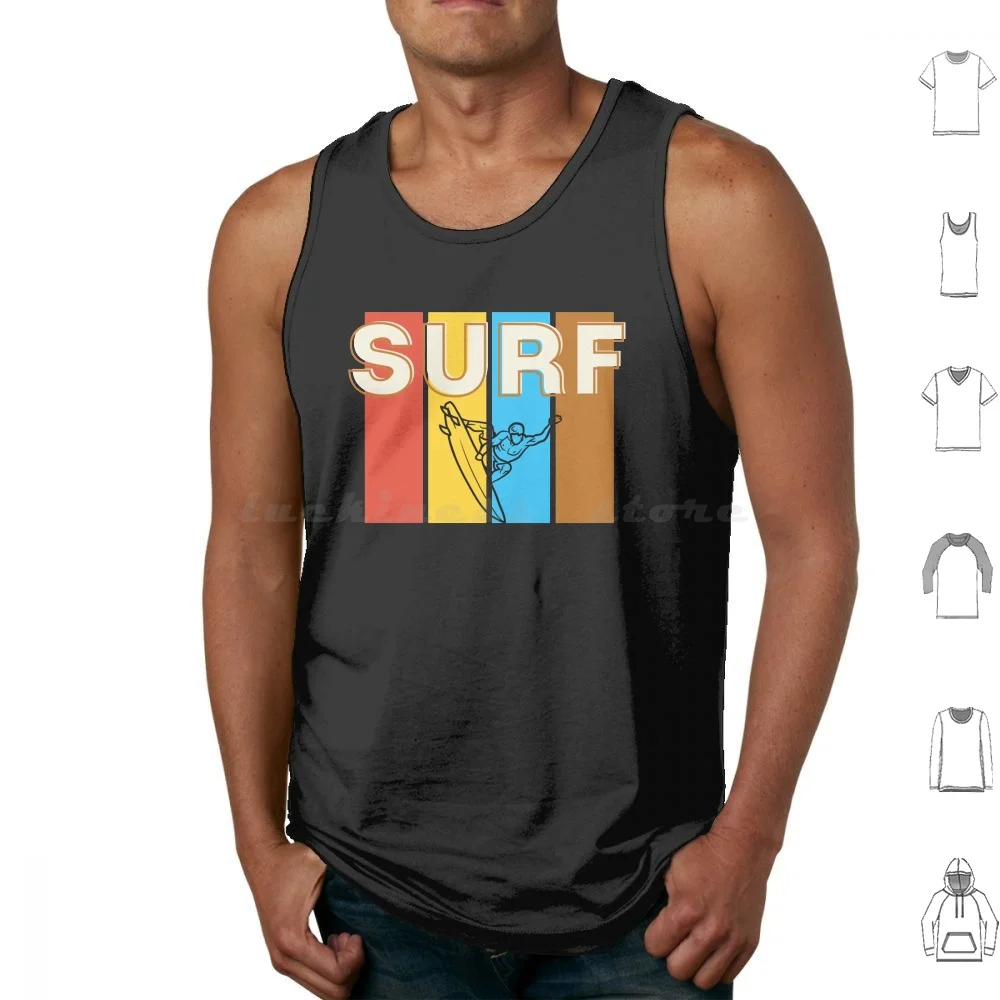 Surfer Tank Tops Print Cotton Retro Sandworm Surfing Surf Surfer Beach Distressed Style Movie Arrakis Sci Fi