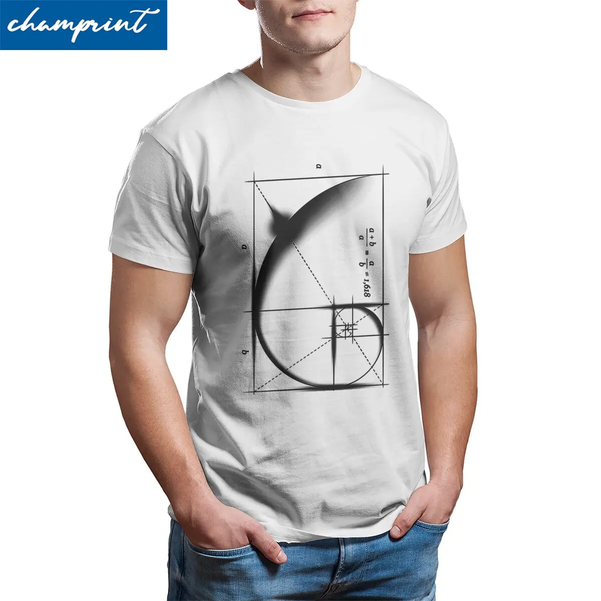 Fibonacci Sequence Golden Ratio  Men T Shirt Math Lovers Novelty Tees Short Sleeve Round Neck T-Shirts Cotton 4XL 5XL Clothing