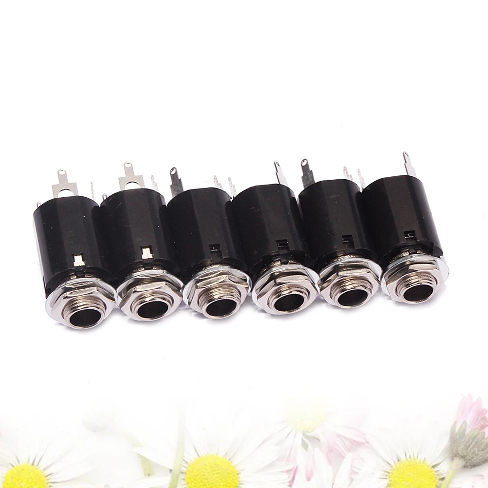 

6 pcs Cylinder Output Mono Socket Guitar Endpin Jack Kit 1/4 Inch Easy Install Replace Acoustic Electric Bass
