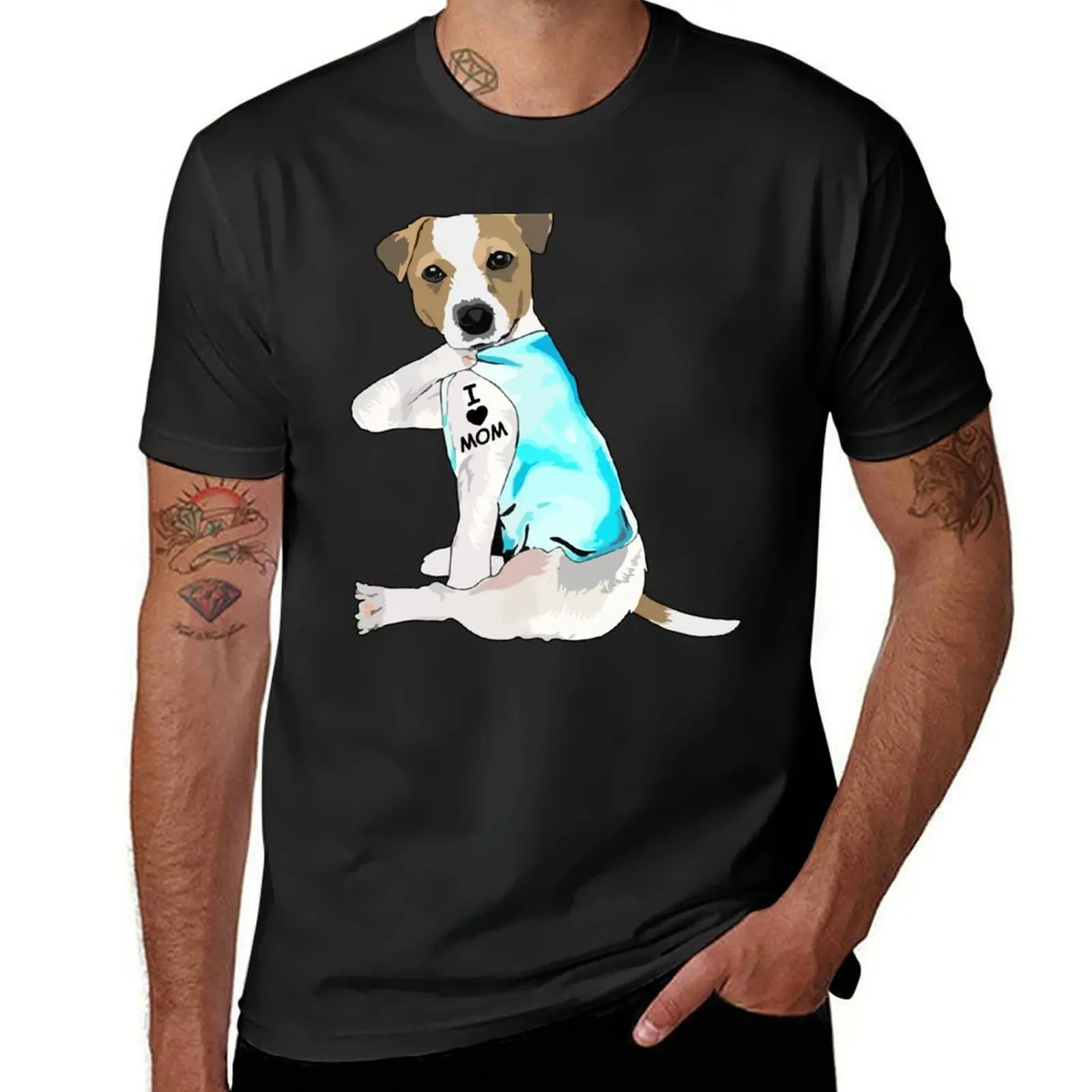 Jack Russell Lover Jack Russell I Love Mom T-Shirt funnys Short sleeve tee tops mens t shirts casual stylish