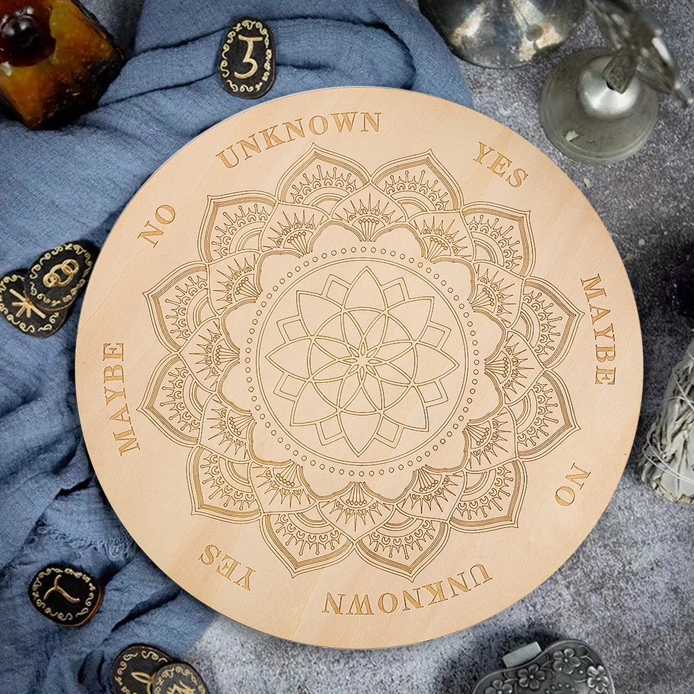 20cm Wooden Lotus Crystal Grid Display Board Base Tray Coaster Sacred Geometry Buddhist Meditation YOGA Healing Art Decoration