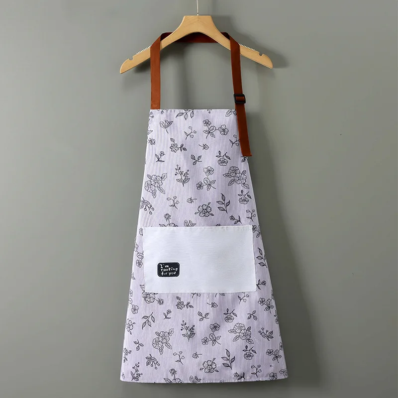 Fashionable Korean Style Durable Canvas Oil Proof Cooking Apron with Adjustable Neck for Kitchen Work Protective Smock for Adult