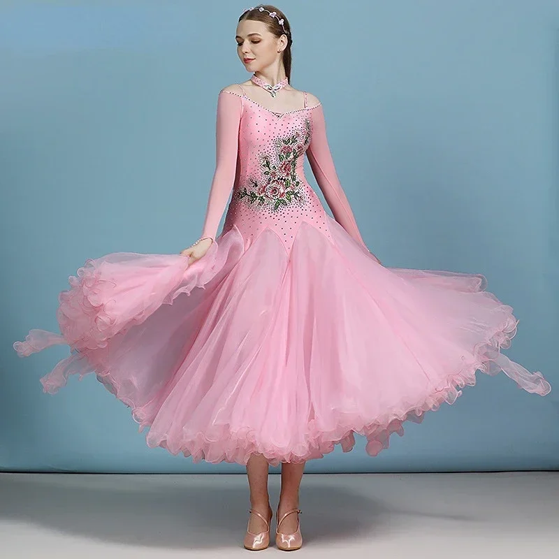 

Платье для соревнований по бальным танцам, костюмы для вальса, женская одежда для современного танца, национальный стандарт, бальное платье для фокстрота