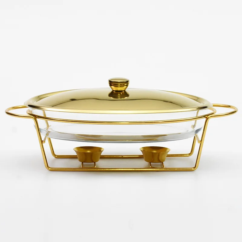 Custom logo Luxury Buffet Food Warmer 3L Party Wedding Glass Chafing Dish