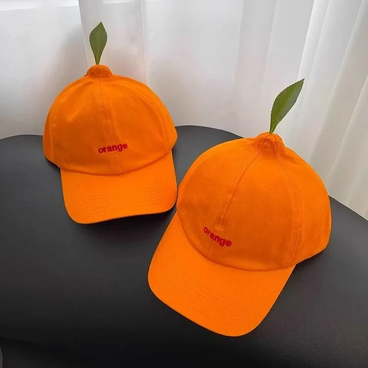 Modische Kappen, cooler Stil, Kawaii-Hüte, lustiges Design, orange bestickte orange Baseballkappe, Damen-Baseballkappe mit weichem Oberteil, Herrenkappe