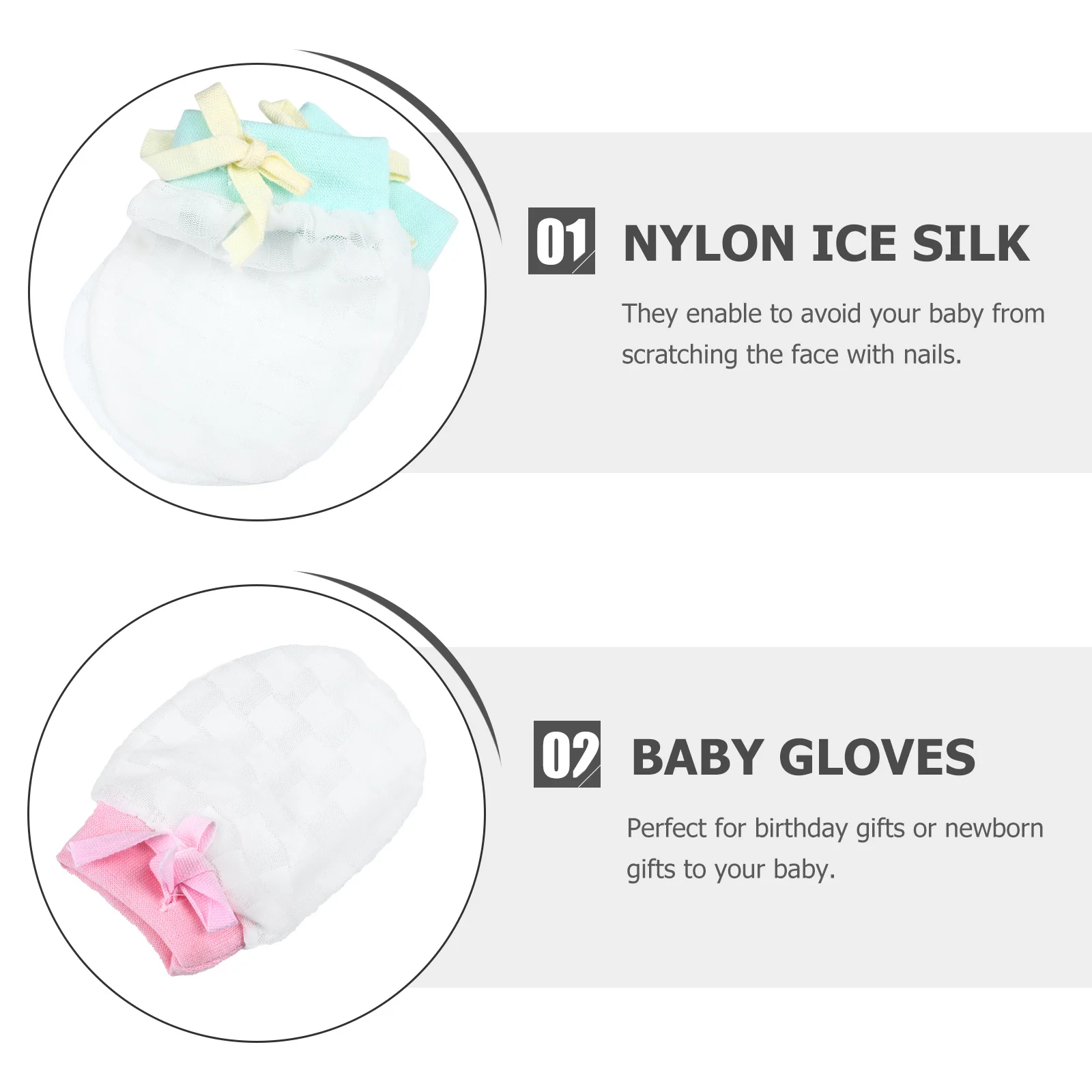 

4Pairs Baby Anti-Scratch Mittens Newborn Soft Breathable Gloves Protective Infant Scratch Proof Handwear Baby Mitten