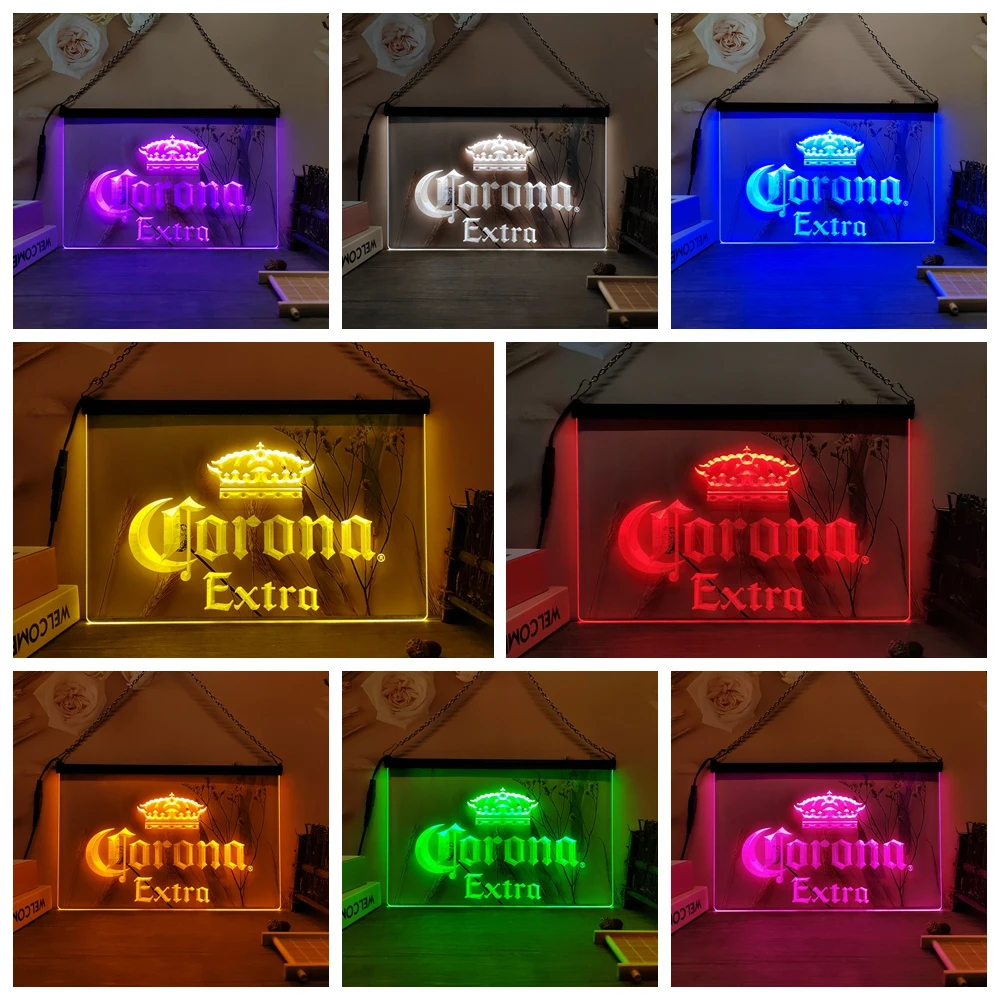 Corona Extra Beer Bar Pub Cafe LED Neon Sign-3D Carving Wall Art for Home,Room,Bedroom,Office,Farmhouse Decor