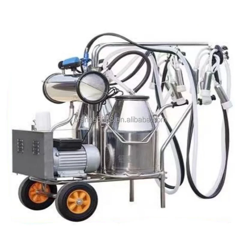 Mobile Milking Machine Single And Double Barrel Vacuum Pump Milking Machine