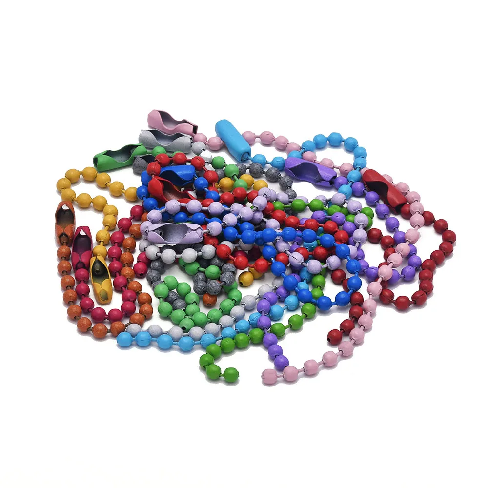 20Pcs Colored Ball Bead Keychain Metal Hanging Chain with Connector For Christmas Ornament Jewelry Finding for Jewelry Making