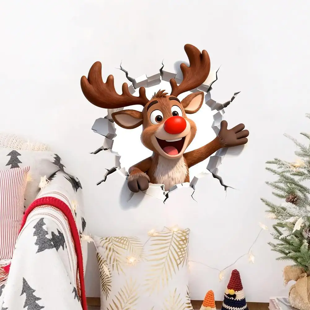 

Holiday 3D Santa Claus Wall Sticker Door Window Wall Decals DIY Peel Sticker Home Living Room Party Decor