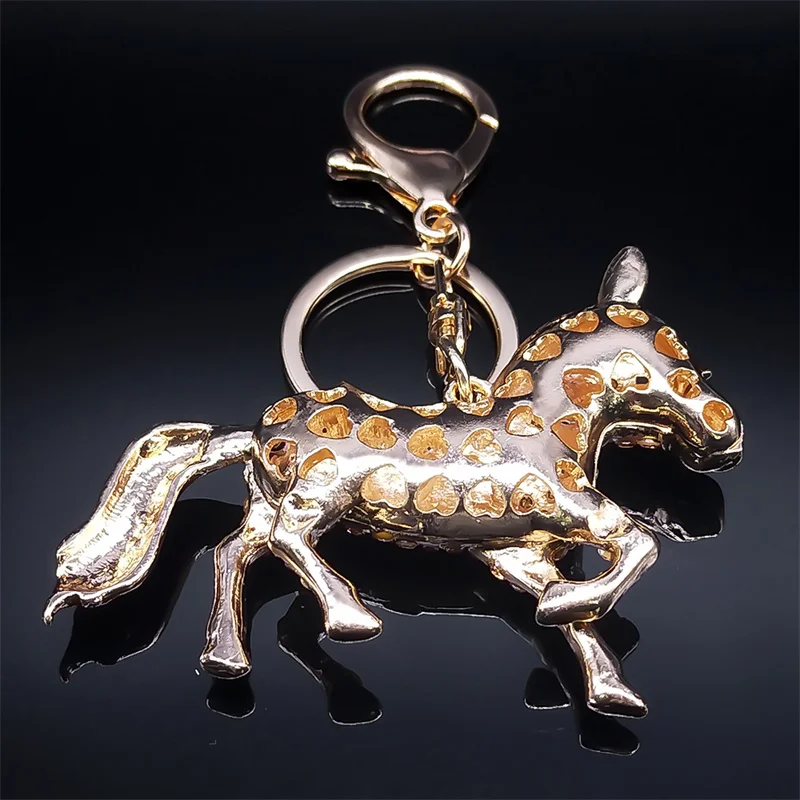 Fashion Horse Keychain for Women Men Gold Color Animal Key Chains Holder HandBag Pendant for Car Best Gift Jewelry llaveros