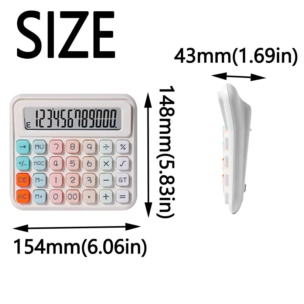 Gift Cute 12 Digits Calculator Candy Color Portable Desktop Calculator Practical Prevent Slipping Student Calculator Business