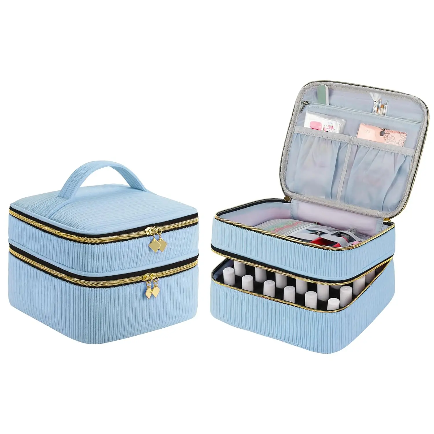 

Двухслойный органайзер для лаков для ногтей на 30 флаконов с ручкой для хранения маникюрных инструментов