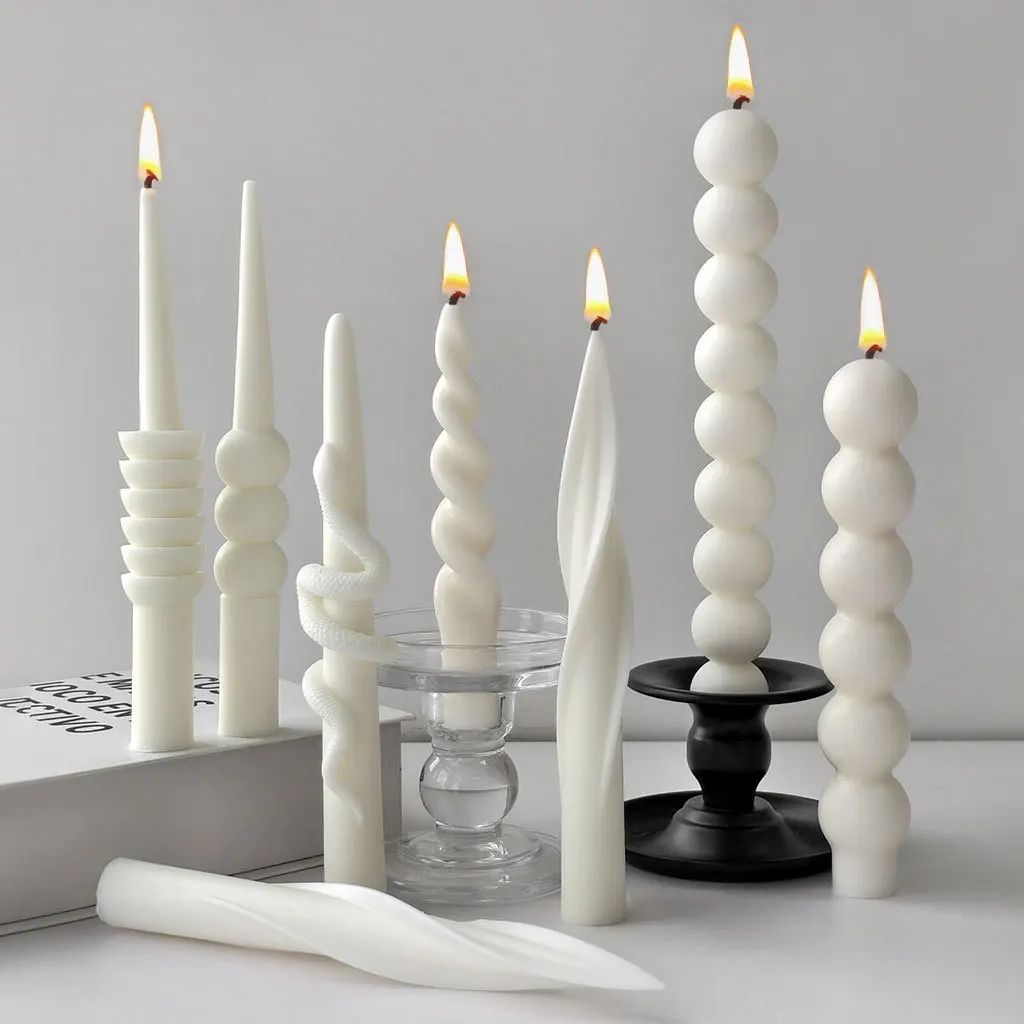 Geometric Long Rod Candle Mold Handmade Aroma Candle Silicone Molds Twist Spiral Long Pole Candle Making Supplies