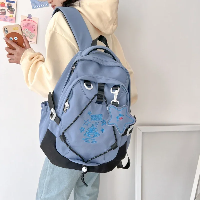 Interior Compartment Casual Backpacks Sewing Thread Large Capacity 2024 High Quality Bags for Women Zipper Nylon Backpacks