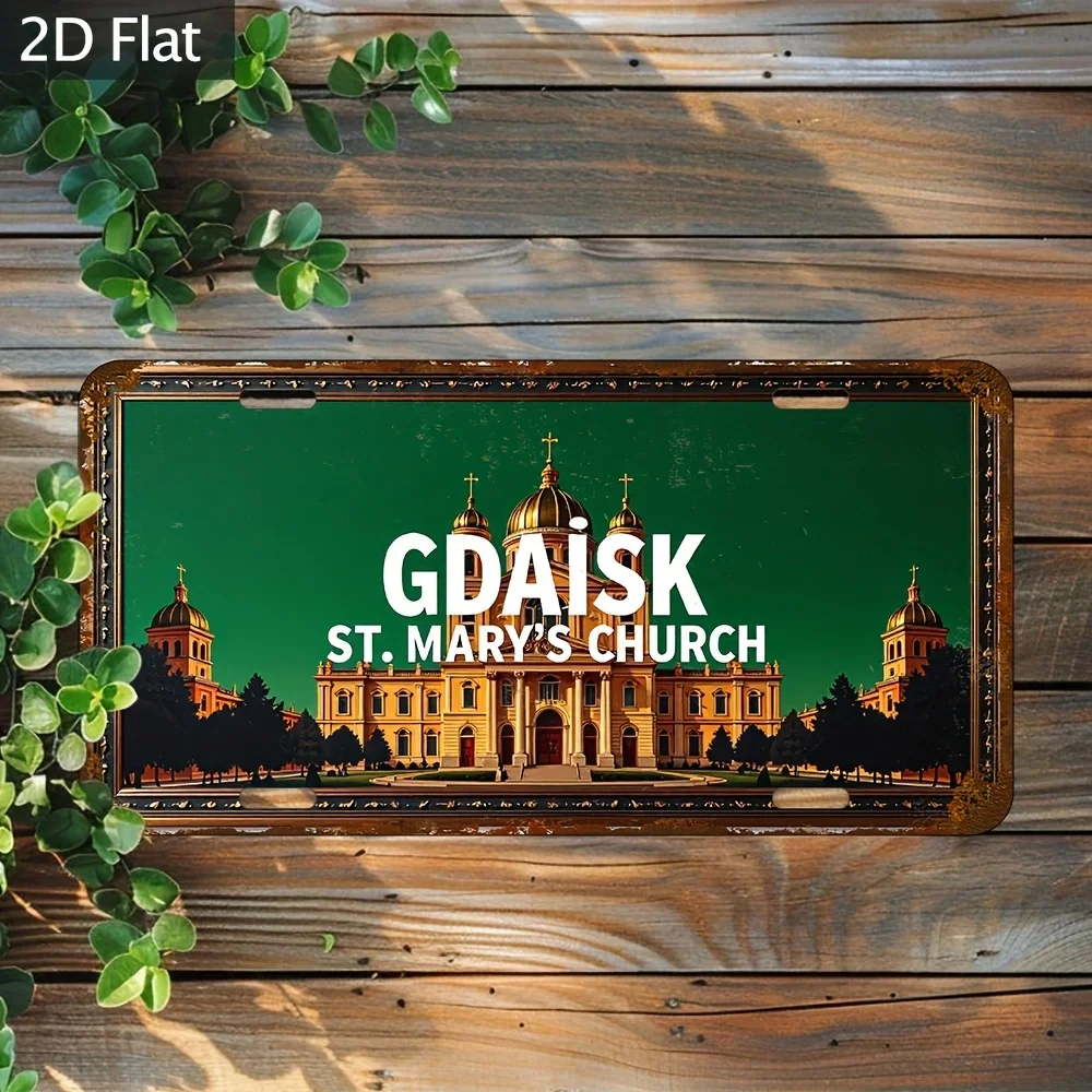 2D Flat - 2D Plan - 2D Plan, (12*6 Inches / 30*15 Cm) Retro Nostalgic Alloy Decorative Plate, KTV, Café, Home, Rural, Garden,