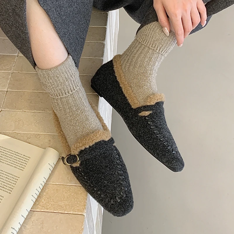 

elevator shoes Women buckle square toe Loafers Casual Shallow Oxford luxury narrow band Slip on Moccasins vintage zapatos Mujer