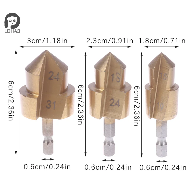 Broca escalonada de elevación PPR, vástago hexagonal, herramienta de conexión de tubería de agua, proceso de apertura completo, 20mm, 25mm, 32mm