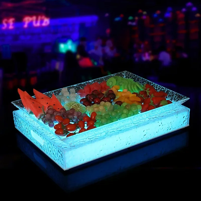 Bar luminous acrylic ice pattern fruit KTV night party club large fruit plate snack dried fruit