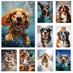 Cocker Spaniel Pool Dive Beagle Bernese Mountain Doberman Dog Poster Print Wall Art Pictures Canvas Painting Room Home Decor