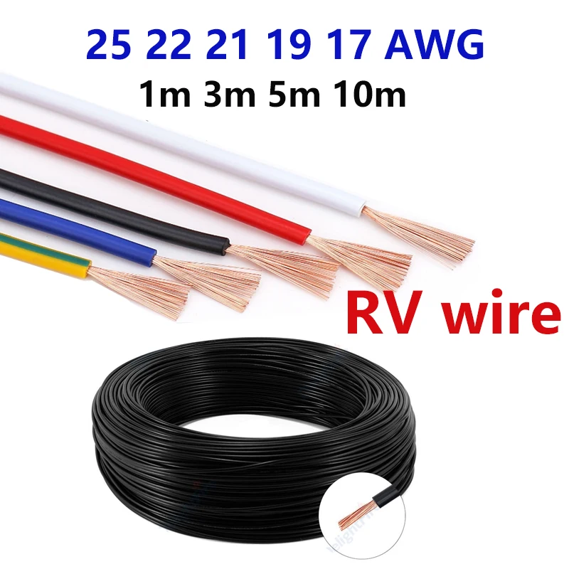 

RV Copper Wire Soft PVC Extension Electrical Cable 300/500V 25 22 21 19 17 AWG Stranded Cord for Auto Car Audio Speaker Battery