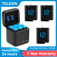 TELESIN Battery For GoPro Hero 12 11 10 9 1750 mAh Battery 3 Ways Fast Charger Box TF Card Storage For GoPro Hero Accessories