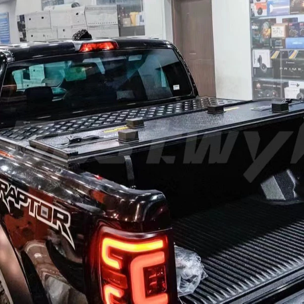 BESTWYLL Aluminum Three Pickup Truck Bed Tonneau Foldable Trifold Folding Tri-Fold Hard Tri Fold Cover For Ford F150 Raptor XZ02