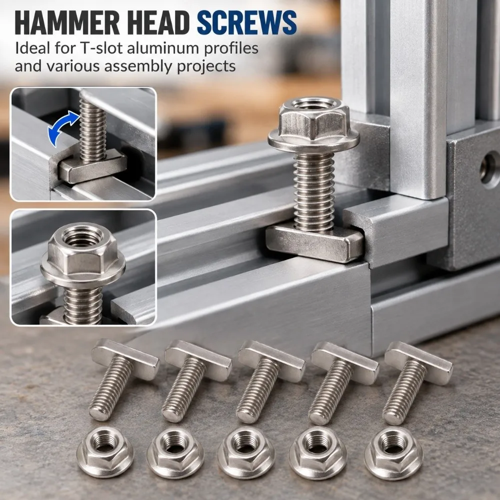 20set Stainless Steel Hammer Head Screws Rust Resistant High Tensile Strength T Bolts M8 Hammer Head Screws Solar Installation