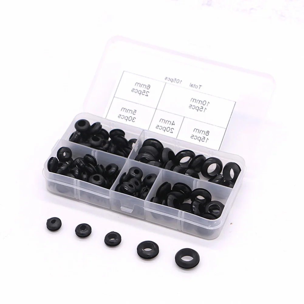 105Pcs Grommet Assortment Kit Rubber Electrical Gasket Rings Waterproof Material Household Vacuum Cleaner Accessories