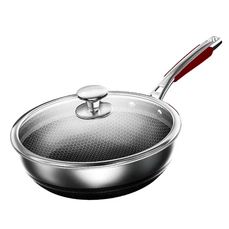 Non-stick wok 28cm 316L stainless steel frying pan chinese wok honeycomb nonstick bottom high end kitche kitchen cookware