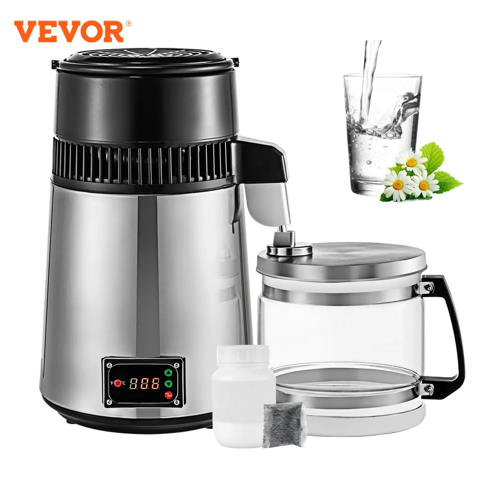 

VEVOR 4L дистиллятор для воды 750 Вт дистиллятор для воды из нержавеющей стали фильтр для очистки воды с коллекционной бутылкой для кухни и дома