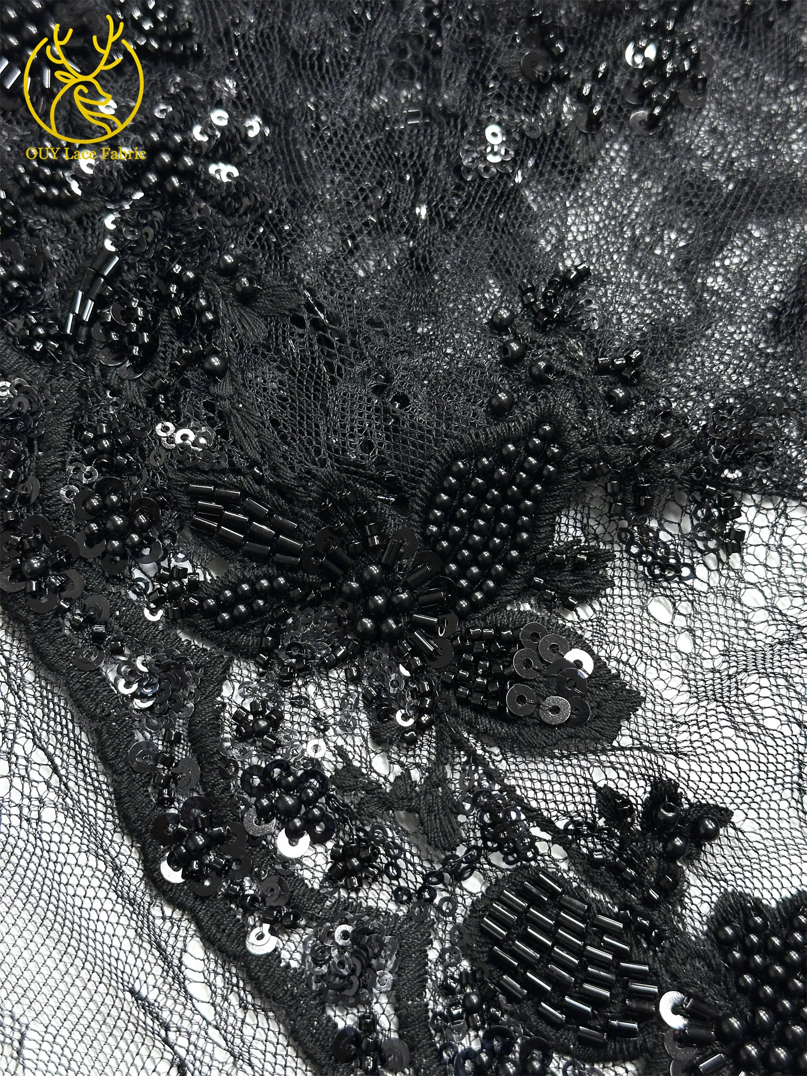 Grün Frankreich Damen Kleid Perlen Spitze Stoff 2026 Hochwertige afrikanische Stickerei Pailletten Spitze Stoff Party Abendkleid Stoff – Detail 28
