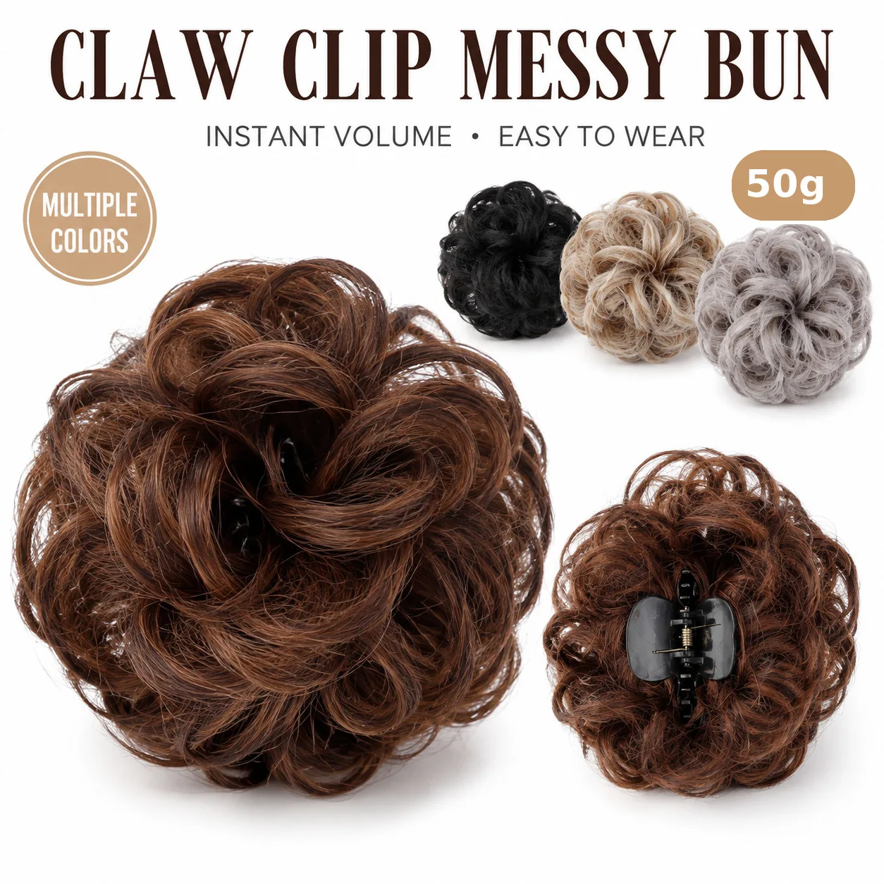 50g Lightweight Messy Bun Hair Piece Claw Clip Synthetic Layered Hair StrongGrip Soft Touch Daily Wear for Black Women