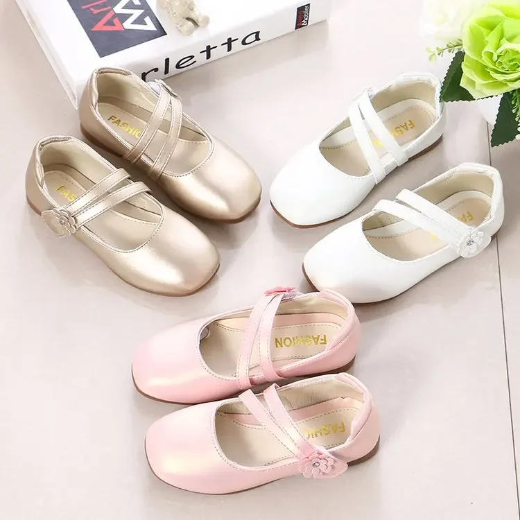 Girls Casual Flats Fashion Princess Flower Girl Mary Janes Flat Soft With Floral Children Shoes For Wedding Party Birthday Sweet