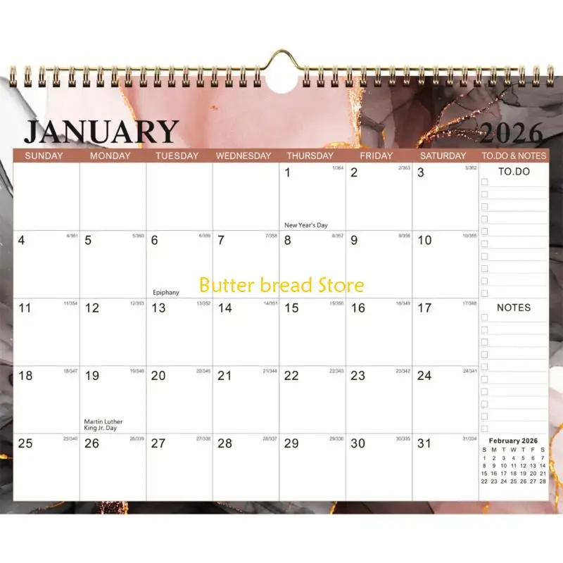 W89C 2026 English Art Wall Calendar Thick Paper Sheets Colorful Colors Easy To Read