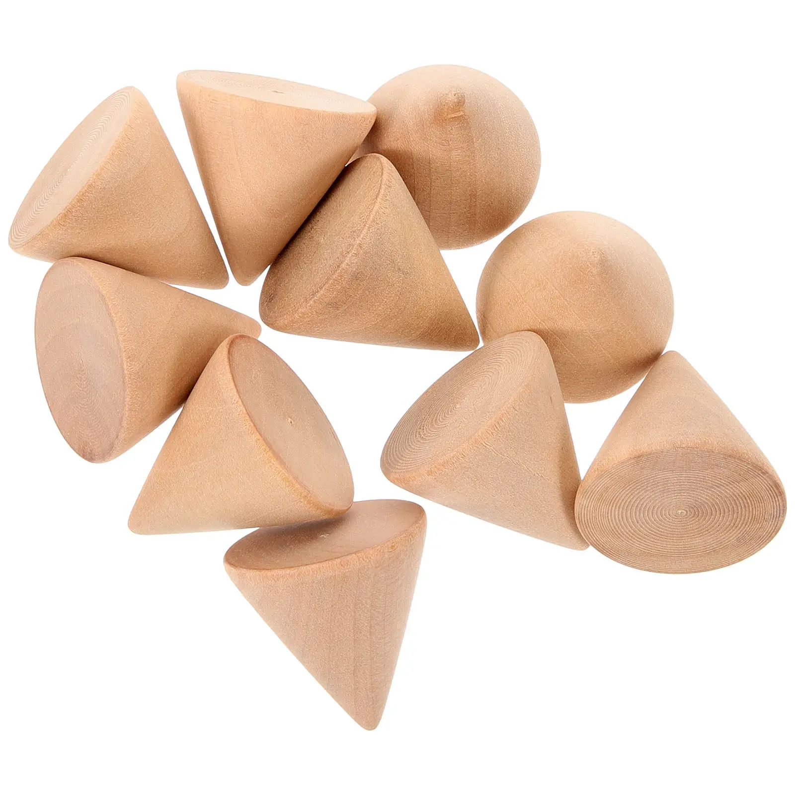 10Pcs 3.1cm Unpainted Wooden Cones for DIY Crafts Painting Staining Varnishing Pyrography Jewelry Display Ring Holder Craft