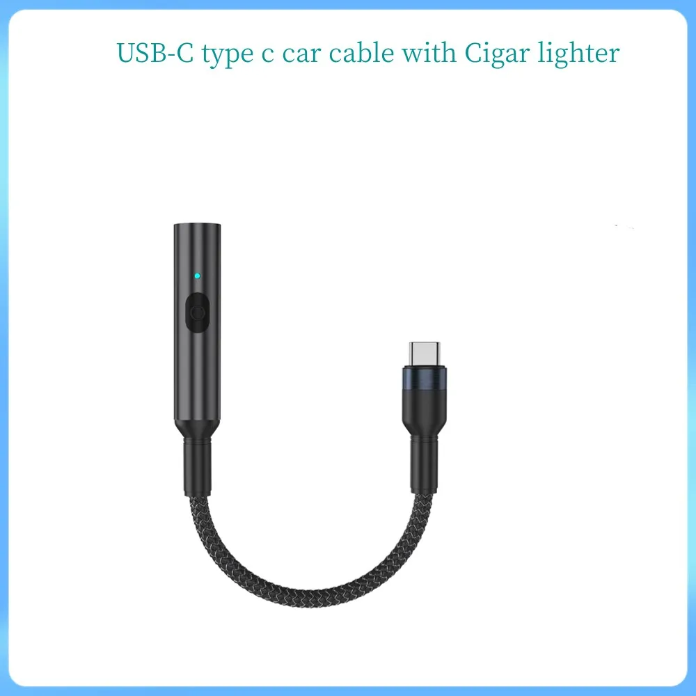 3PCS/LOT USB C Cable Nylon Braided  Cord  with Cigarette Lighter Type-C