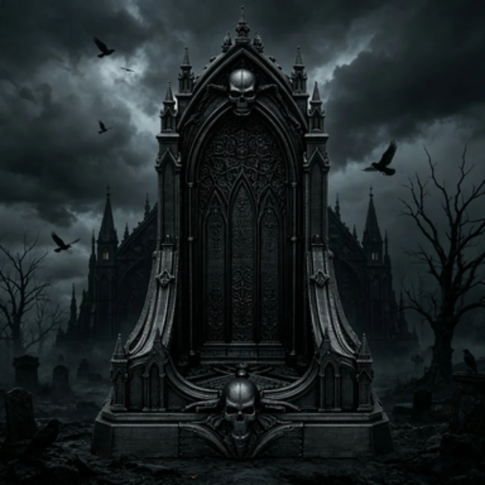 3D Printed Gothic Skull Throne Dark Fantasy Altar Diorama Base Miniature Display Stand for Action Figures Dark Fantasy Diorama