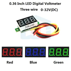 Three Wire Voltmeter 0.36 Inch DC 0V-30V DC Voltmeter Head Motorcycle Voltmeter Digital Display Meter