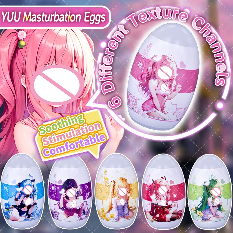 YUU Masturbation Egg Anime Masturbators Cup for Man Pocket Pussy Real Artificial Vagina Portable Adult Sex Toys for Men 6 Colors