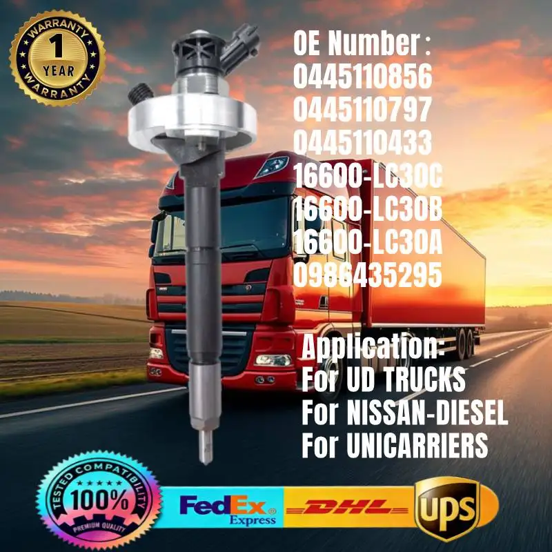 

0445110856 0445110797 0445110433 16600LC30C 16600LC30B 16600LC30A Common Rail Fuel Injector for UD TRUCKS UNICARRIERS NISSAN