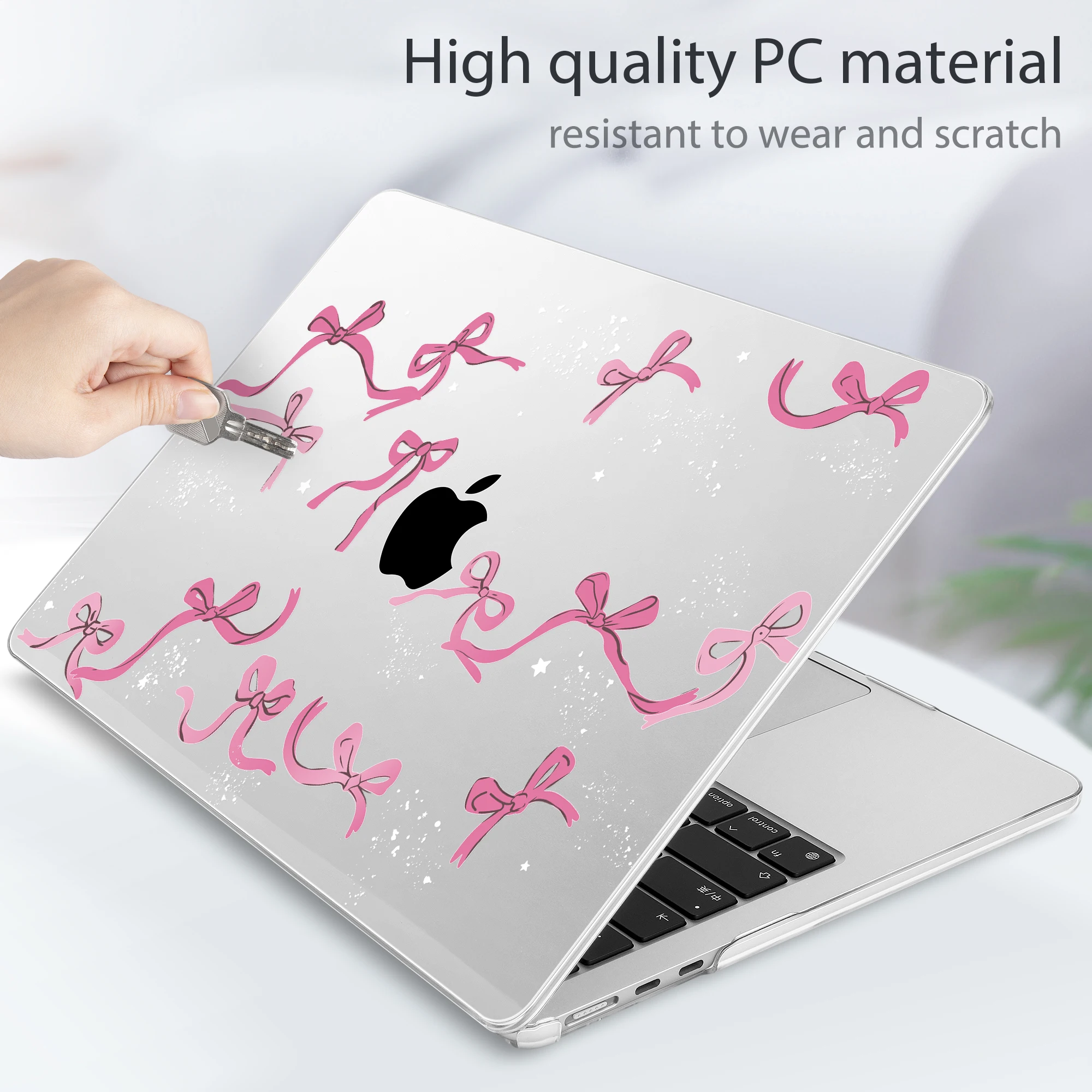 Capa de impressão transparente com arco de cristal, compatível com macbook m4 pro14 16 air 15 13 a2681 a2941 a2337 2020 pro 13 polegadas m1 a2338