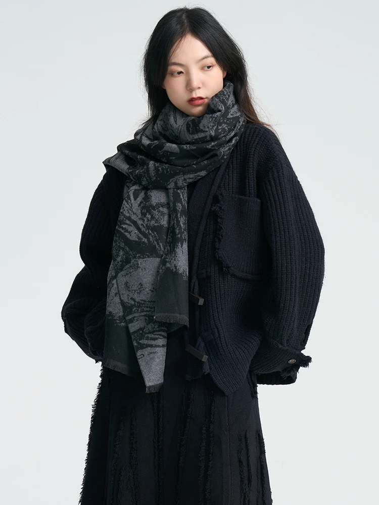 

Warm Faux Cashmere Scarf with Tassel for Women Student Style Simple Versatile Japanese Neck Warmer Long Rectangle Color