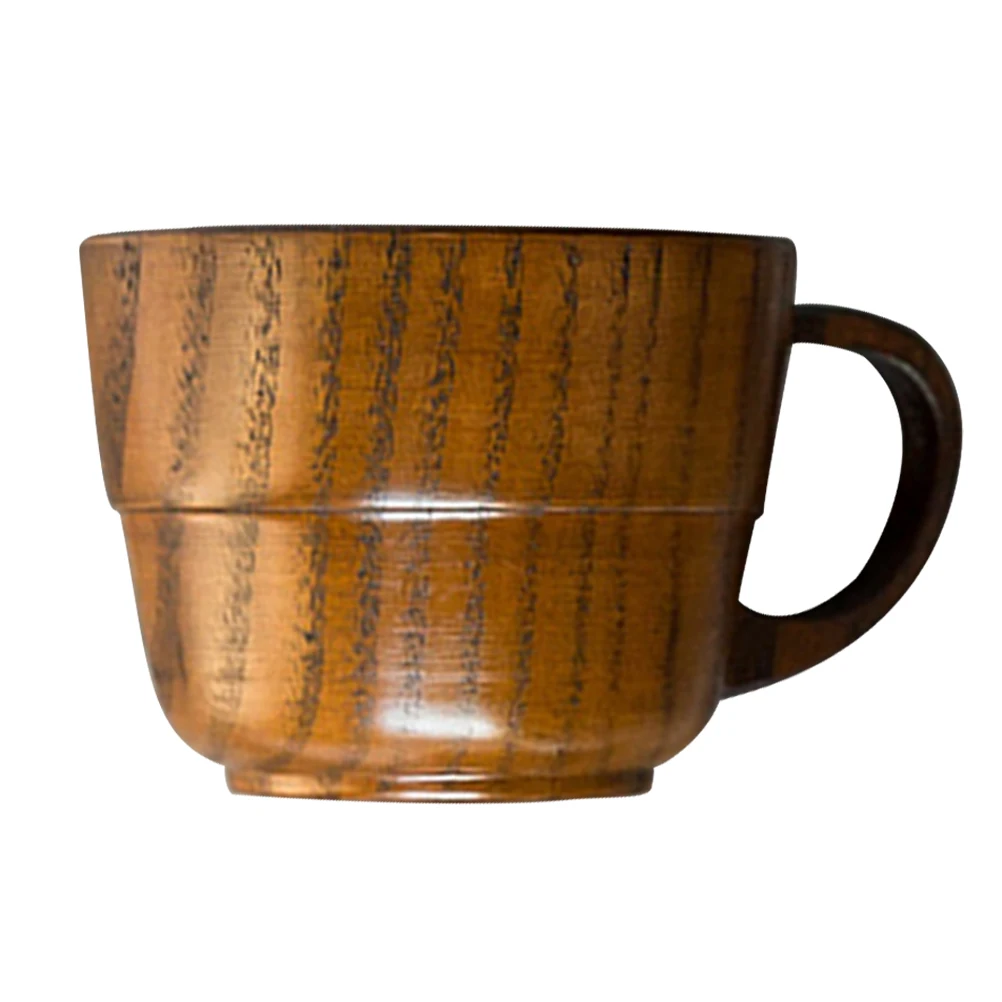 

Wooden Handle Coffee Cup Large Lacquer Retro Style Smooth Edge Multi-functional Water Mug Home Office Tea Beer Milk Drink