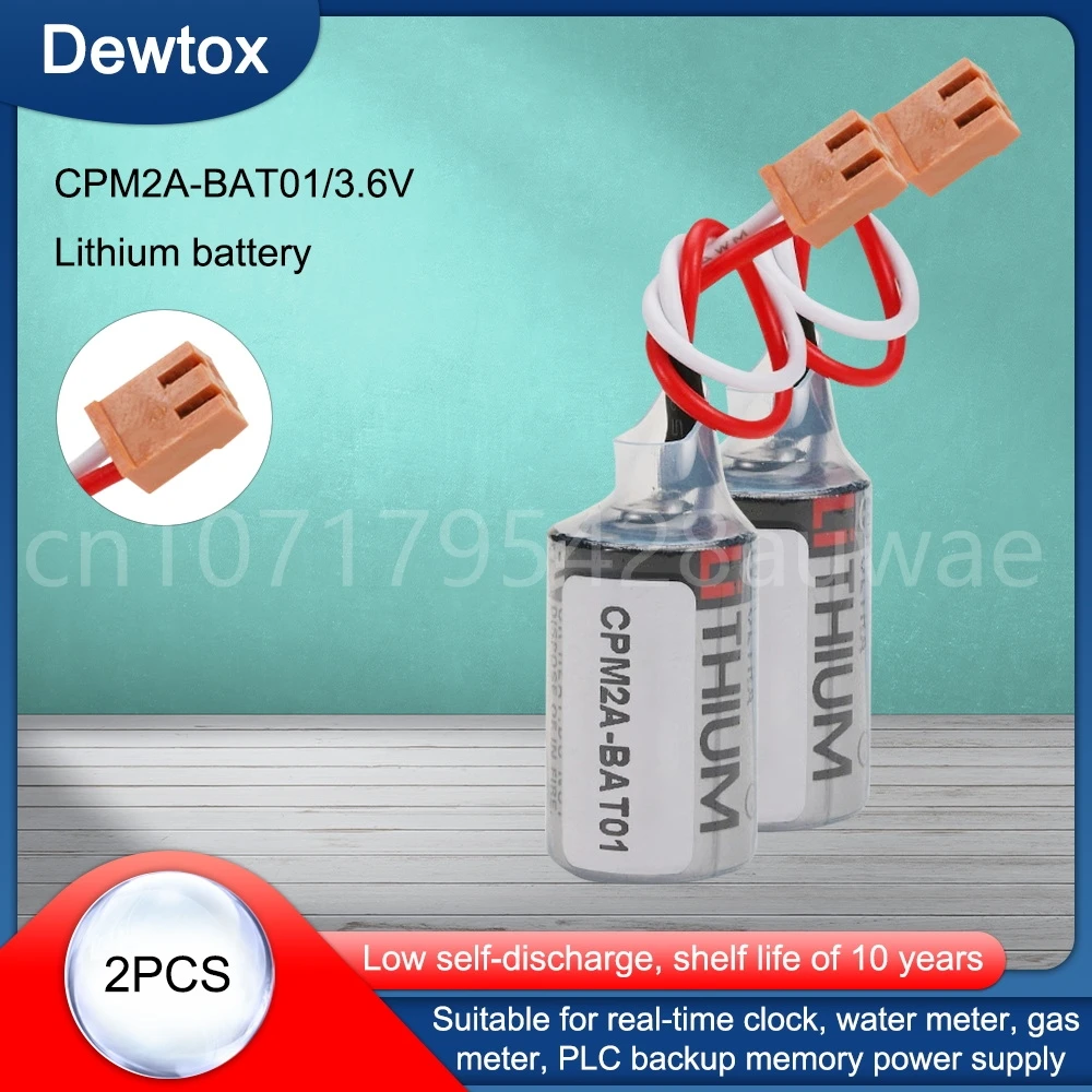 2PCS Original New Battery JZSP-BAT01 ER3V 3.6V JZSP-BAT01 CPM2A-BAT011/2 PLC Industrial Driver Lithium Battery Brown Plug