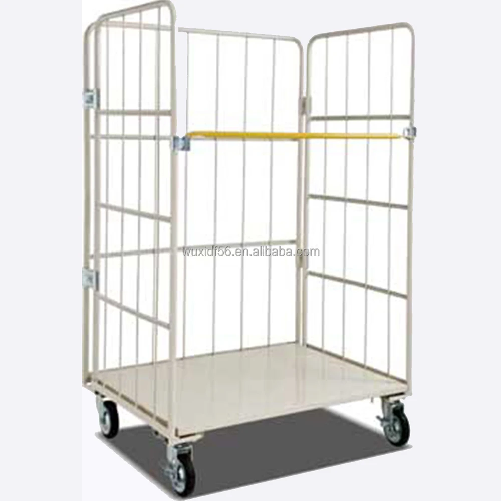 

Roll Box Pallet Metal Steel Bottom Plate Warehouse Logistics Trolley Storage Folded Metal Base Roll Cage Trolley