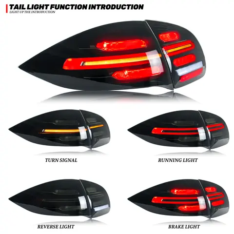 LED Tail Lights for Porsche Cayenne 2011-2014 958 Dynamic Animation Sequential Blinker Black Rear Lamps Assembly 10 best sales cayenne accessories - №1