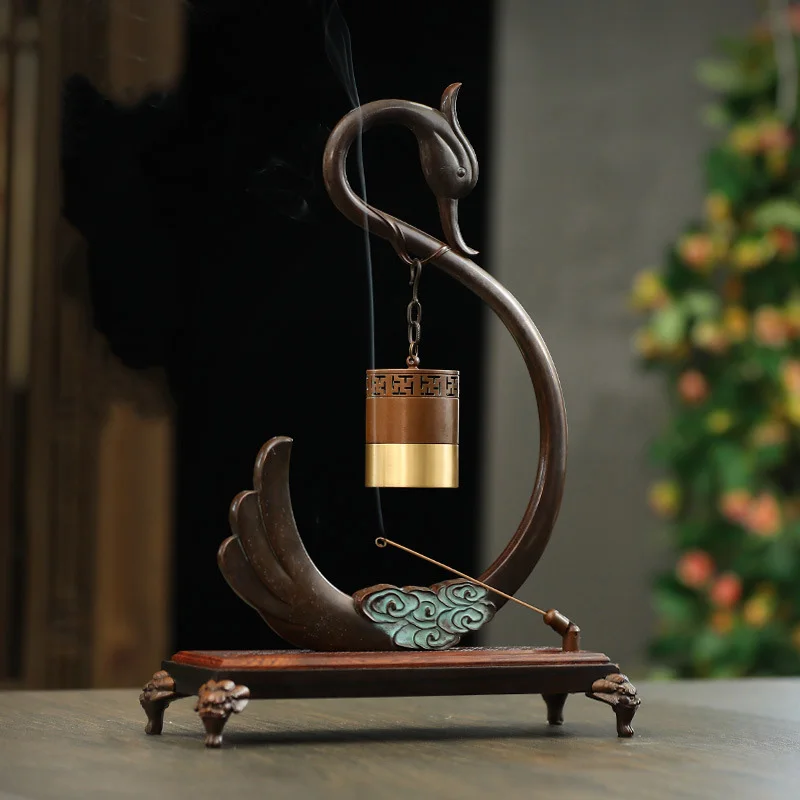 Swan Music Box Home Decoration Incense Stick holder Tea House Table Ornaments
