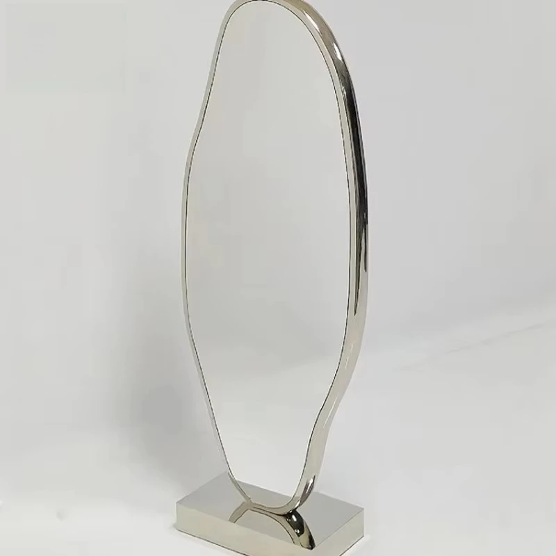 Irregular wavy full-length fiberglass floor mirror asymmetrical styling beauty mirror clothing store bedroom mirror view 5